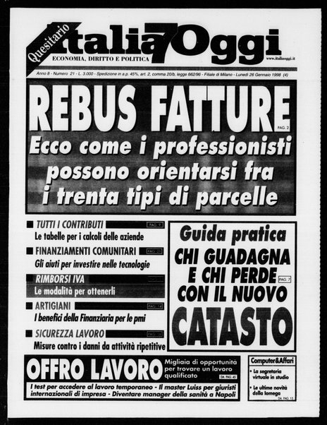 Italia oggi : quotidiano di economia finanza e politica